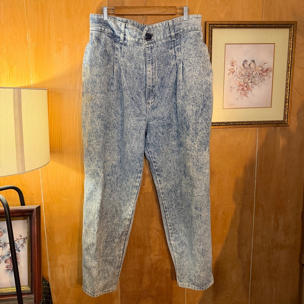 Vintage Original Venezia Sportswear Acid Wash Pleated High Waist Jeans Size 22